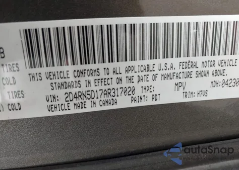 2010 Dodge Grand Caravan Sxt z USA, uszkodzony, nr VIN 2D4RN5D17AR317020